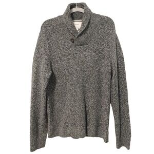 Old Navy Men's Shawl Collar Sweater Marl Gray Speckled Knit‎ Pullover Size M